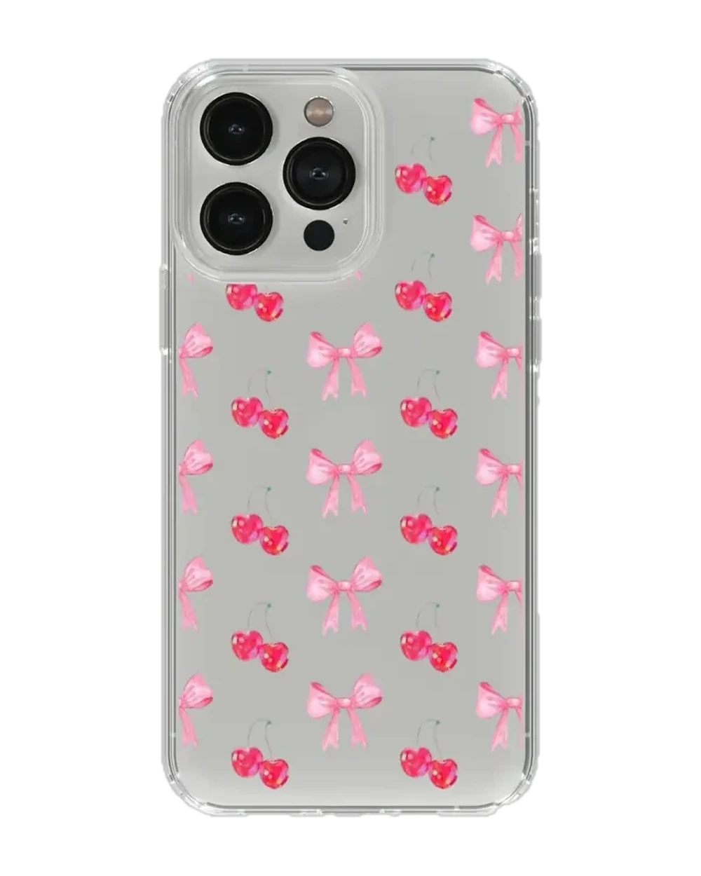 Cherry and Ribbon Şeffaf Case telefon kılıfı