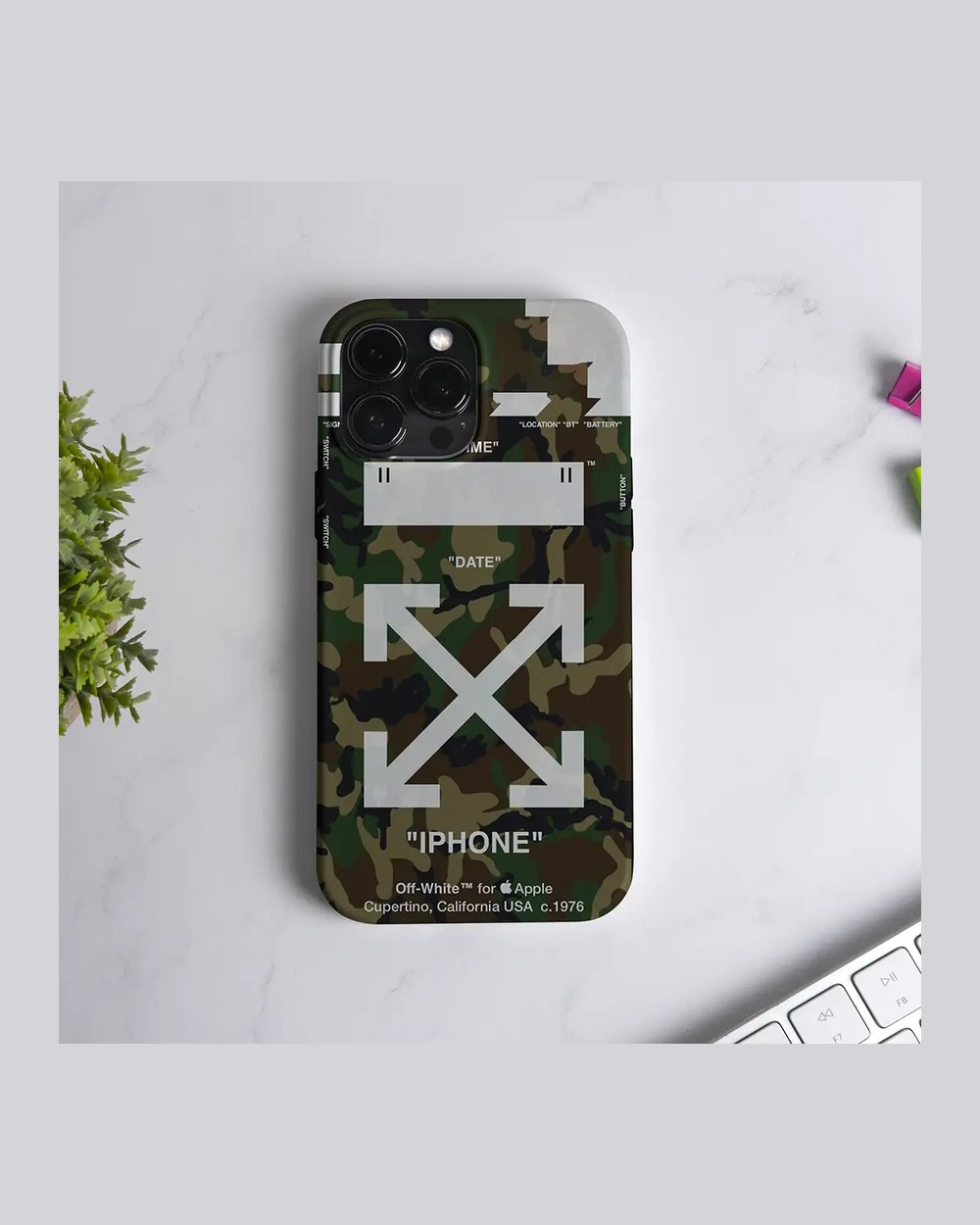 Off White Kamuflaj Case telefon kılıfı